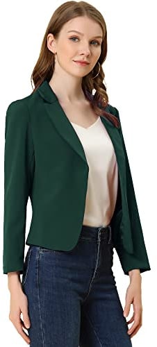 Allegra K, Blazer casual elegante aperto sul davanti, per ufficio e lavoro, casual, leggero ed estivo, corto