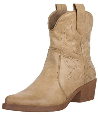 Elara Damen Stiefeletten Cowboy Boots Chunkyrayan 301-A31P Khaki PU-41
