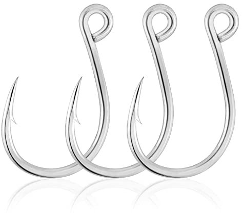 Dr.Fish 30 Pack Single Replacement Hooks for Hard Lures Inline Fishing Hooks High Carbon Steel Spinner Jerkbait Crankbait Popper Walking Bait Plugs 1/0