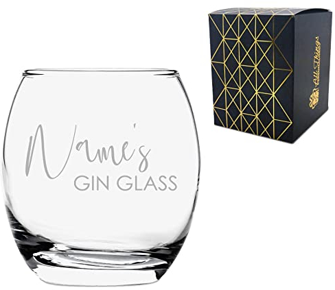 Personalised Engraved Tondo Tumbler with Name's Gin Glass Design, Gift Boxed, Personalise with Any Name