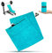 PEAQUE Fitness-Handtuch mit Reißverschlusstasche | Mikrofaser mit Frottee-Struktur | Sport-Handtuch für Fitnessstudio und Gym | weich, schnelltrocknend (Türkis, 100 x 40 cm)