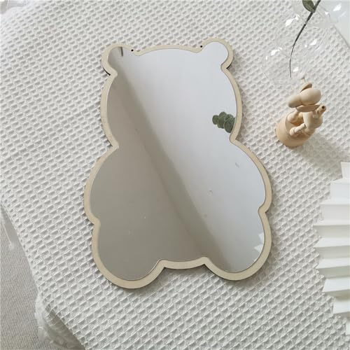 Sarah Duke Kinderzimmer Spiegel Wandspiegel Acryl Hase Spiegel Aufkleber, Süßer Bär Spiegel mit Holz Wandsticker Wanddeko für Kinderzimmer Badezimmer (Bär)