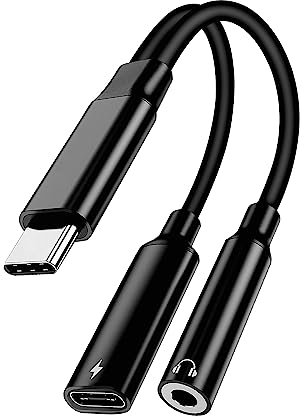 USB C to 3.5mm Headphone Adapter and Charger, For Samsung Galaxy Z Flip 7/Z Flip 7 FE/Z Fold 7/Z Flip 4 5 6 USB Type C to Aux Audio Jack Fast Charging for Stereo Earphones Power Aux Cable