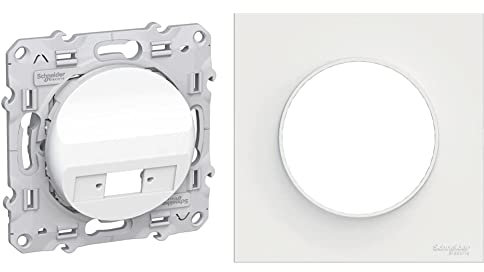 Schneider Electric - Odace Blanc, prise optique 1 sortie, à compléter avec une traversée VDIB6072001 - S520404 & S520702 Plaque 1 poste Odace Styl Blanc
