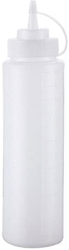 Tradineur Bouteille en plastique réutilisable pour servir des sauces, distributeur d'assaisonnement rechargeable, ketchup, moutarde, de qualité alimentaire, fabriqué en Espagne, 1 litre, 29,5 x 7,7 cm