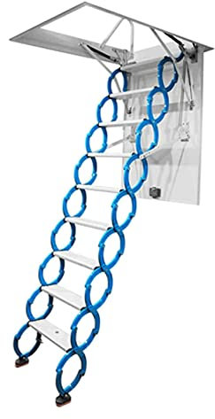 Dachbodenleiter An der Wand montierte Dachbodenleiter aus Aluminium, zusammenklappbare Dachbodentreppe, herunterziehbare Dachbodenleiter, unsichtbare Teleskopleiter für den Innen- und Außenbereich