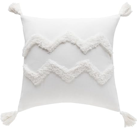 ESSEX - Kissenbezug Boho, 40 x 40 cm, Kissenhülle, 55% Polyester 45% Baumwolle, Zierkissenbezüge - Ecru