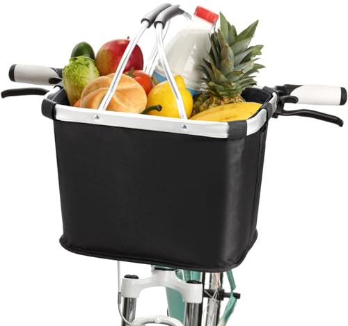 Hedume Bicycle Basket, Folding Detachable Bike Basket, Multi-Purpose Bike Handlebar Basket Front for Pet, Shopping, Commuter, Camping and Outdoor, Quick Release Easy Install