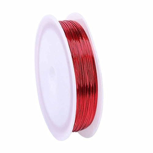 SHTGOI Filo di rame 0,5 mm, sottile, 40 m, rotolo di filo di rame, filo per gioielli, filo di perle, filo laccato per la creazione di gioielli, arti floreali, perline rosse