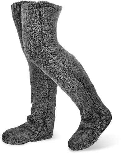 Xinrongda Long Fluffy Slipper Socks, Winter Plush Over Knee Socks, Cozy Knee High, Welly Leg Warmers for Ladies Winter, Warm Gifts for Christmas