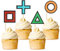 Blumomon 24 Stück Spielkonsolen Cupcake Topper Papier Cupcake Dekoration Kinderparty,Symbolmuster Papier Videospiele Themenparty Geburtstags party Dekoration geometrische Muster Kuchendekoration