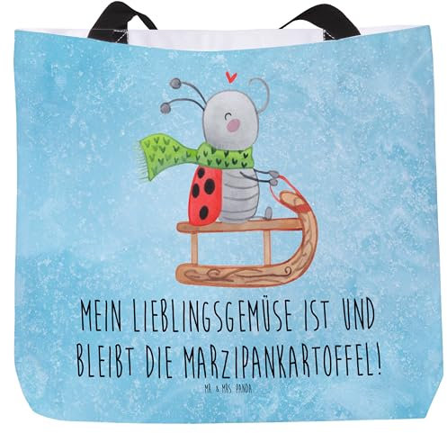 Mr. & Mrs. Panda Shopper Smörle Rodeln - Geschenk, Freizeittasche, Schlittenfahren, Heiligabend, Winter, Schulbeutel, Tragebeutel, Tasche,