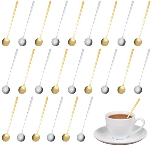 24 cucharas para latte macchiato, cucharillas de café de acero inoxidable, cucharas de café con mango largo, cucharas de postre de 15 cm, cucharas Nutella para té, tartas, café, apto para lavavajillas