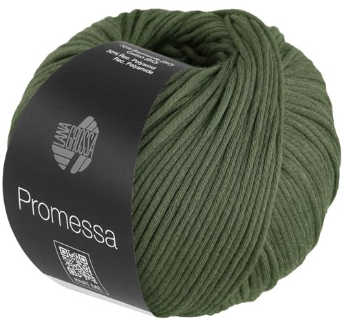 LANA GROSSA Promessa | Weich gefülltes Schlauchgarn aus Bio-Baumwolle und Polyamid | Handstrickgarn aus 70% Bio-Baumwolle & 30% Polyamid | 50g Wolle zum Stricken & Häkeln | 125m Garn FB17