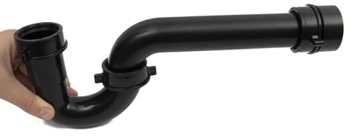 Yariwiz Sifone a P nero da 1 1/2 pollici per tubo di scarico del lavandino della cucina del bagno con adattatore filettato nero e rondella in TPE blu