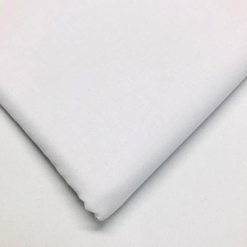 100% Cotton Plain Fabric – 60 Inch Wide 150cm Wide 150GSM Material – for Sewing, Quilting, Curtain Linings, Dressmaking, Pillowcases & Totes – 10 Colors (White, 1 Metre)
