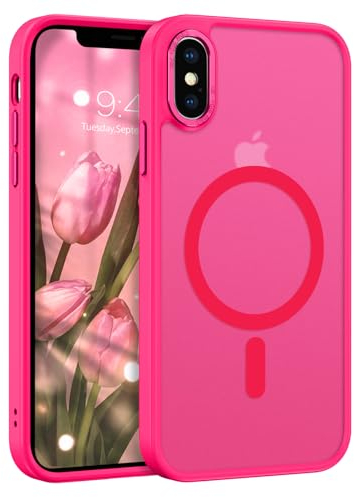 GaoBao für iPhone X Hülle, iPhone XS Hülle Durchscheinende Matte Magnetische Stoßfeste Anti-Fingerabdruck Schutzhülle, Handyhülle iPhone X/XS Case, Rose Rot
