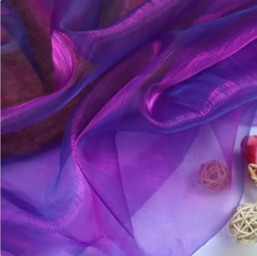YYCRAFT Zweifarbiger transparenter Organza-Stoff, Meterware für Vorhänge, Hochzeiten, Dekoration, 2 Meter, irisierendes Violett