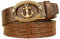 xichuangyuXCY Men's Leather Ratchet Belt Retro Dragon Pattern Eagle Tiger Buckle Carved Casual Business Belt 49 (Crocodile patterned anchor brown)