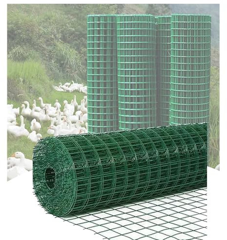 HJLKDYM Maschendrahtzaun, PVC-beschichteter Geschweißter Maschendrahtzaun, Gartenbegrenzung, Metall-Stacheldrahtzaun, Gemüsepflanzenschutz, Geflügelnetz, Grün(Green-1.5cm,1x15m)