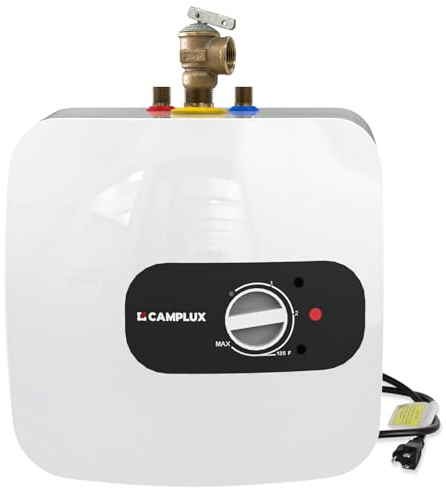 CAMPLUX – Chauffe-eau électrique à mini-réservoir de 28 litres (ME80B) – Chauffe-eau sans fin à la demande, filaire 120 V 1440 W, sous évier, montage mural ou au sol