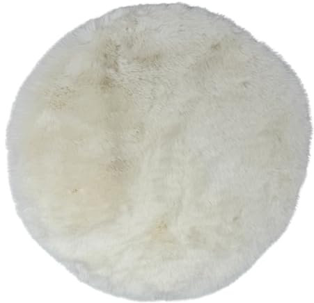 Kunstfell rund 37 cm für Dekorationen Stuhlauflage Kaninchenfell Imitat aus flauschigem Kunstfell (Weiß)