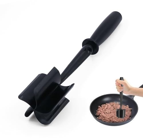 Meat Chopper, 5 Curve Blades Ground Beef Smasher, Heat Resistant Hamburger Smasher Tool, Nylon Potato Masher Utensil, Ground Meat Chopper, Meat Separator Tool for Hamburger, Non Stick Mix Chopper