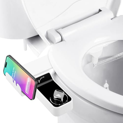 Bidet Attachment for Toilet UK, Dual Nozzle Bidet Toilet Non-Electric Ultra Slim Bidet (Frontal & Rear Wash) Bidet Toilet Seat with Adjustable Water Pressure
