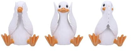 Nemesis Now Three Wise See No Evil Hear No Evil Speak No Evil Figurines, Adorable Hand-Painted Resin Collectibles and Gift - Wise Geese