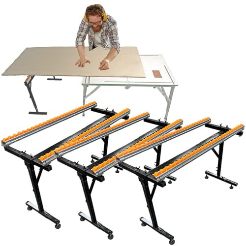 Rollenbock Rollenauflage Klappbarer Rollenständer, Höhenverstellbar, 1 M Tragbare Verlängerungsstütze Für Holzbearbeitungswerkbänke – Tragkraft 330 – 550 Pfund, Halterung Für Auslaufrollen(3 pack,Doub