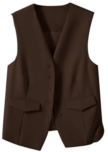 Damen Anzugweste Für Vintage Blazer Sportlich Kurz Freizeitweste Sommer Westen Ärmellos-Jacken Mit Knöpfen Cardigan Einfarbig Tops V-Ausschnitt Business Westen Vintage Tank Top Kellnerweste