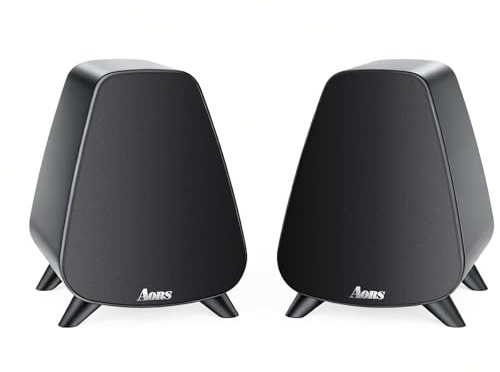 AORS Powered Bookshelf Speaker,Active Bluetooth 5.3 – 80W RMS 2-Way Stereo / 3″ Aluminum Long-Stroke Woofer & 20 mm Silk Dome Tweeter, RCA + Optical Inputs, Sub-Out & Remote Wooden(AS-31Matte Black)