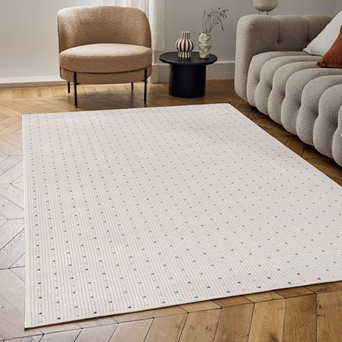 THE RUGS Carmel Modern Area Rug - Stain-Resistant, Non-Shedding, Durable Rugs for Living Room and Bedroom [ Dots Blue, 200x290 cm ]