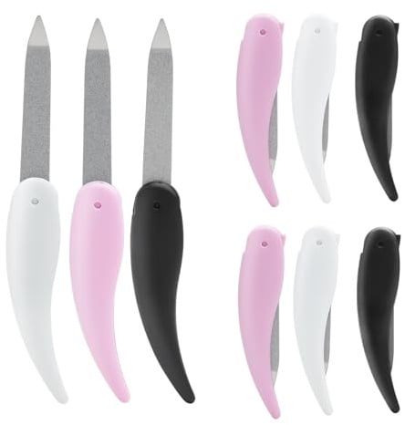 9PCS Klappbare Nagelfeile Set, Metall Nagelfeile Faltbar, Doppelseitig Mini | Reise Taschenfeile, Tragbare Nagelpolierwerkzeug für Finger und Zehen, Maniküre Pediküre, Schwarz, Pink, Weiß