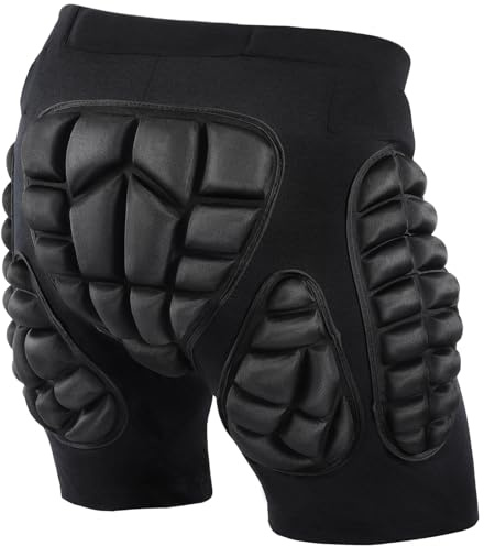 AOOWU Pantalones Cortos Acolchados, Pantalones Cortos de Esquí con Protectores Acolchados 3D EVA, Ajustable Golpe Almohadillas Protectoras Caderas para Patinaje, Snowboard, Patinaje y Equitación(L)