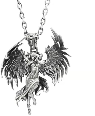 QHQQXN 925 Sterling Silber Schutzengel Flügel Kristallkugel Anhänger Erzengel Saint Gabriel Paladin Halskette Männer und Frauen Christlicher Amulett Schmuck – Schutzengel Halskette, Engel Halskette