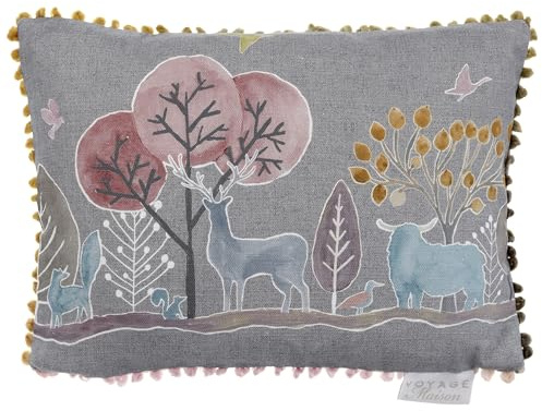 Voyage Maison Ariundle Feather Filled Cushion – Loop Edge Trim Country Animals Decorative Pillow (Granite - 25x35cm)