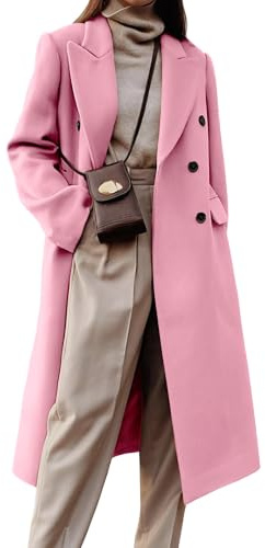 IDEALSANXUN Womens Long Wool Coats Fall Winter Double Breasted Trench Coat Peacoat