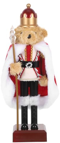 MAGICLULU Christmas Nutcracker Bear Figurine Plastic Nutcracker Soldier Ornament with Red Xmas Tabletop Centerpiece Holiday Party Decoration Festive Home Decor