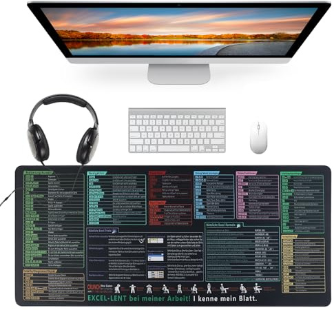 FYting Gaming Mauspad XXL,Mousepad,Excel Schreibtischunterlage Deutsch | 900x400 x3 mm,Schreibtischunterlage,Word PPT Windowsmauspad Groß Wasserdichte für Büro, Schule,PC, Macbook, Laptop(E)