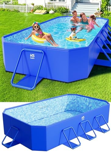 KingSom Piscina Fuori Terra Rectangular,Piscina Fuori Terra Pieghevole,Sovradimensionato Addensato, Piscina da Esterno Grande,Facile da Montare,Piscina Giardino Adulti,Piscina Frame, 300 x 185 x 51 cm
