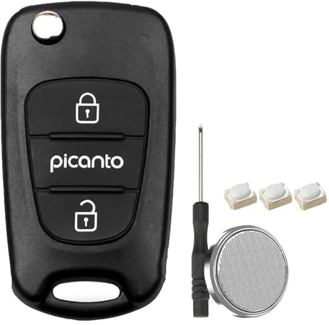 3 Buttons Kia Rio Picanto Key Fob Case Cover CR2032 | Kia Picanto Replacement Key Shell Housing 2012 /2013 3 x Micro Switches