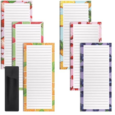 Newthinking 6 Pack Magnetic Shopping List Pad for Fridge with Pen Holder | 300 Sheets, Tear Off, Full Magnetic Backing, Shopping List Notepad, To Do List for Fridge, Refrigerator, 20x9 CM
