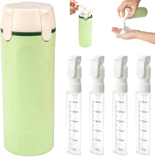 Botella dispensadora de viaje 4 en 1 para artículos de tocador, a prueba de fugas, envases de tamaño de viaje, envases portátiles para champú, loción, acondicionador, crema