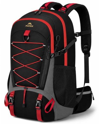 MATEIN Wanderrucksack Herren, Trekkingrucksack 40L, Rucksack Herren | mit Schuhfach & Hüftgürtel, Rucskack Wandern mit Regenschutz, Leichtgewicht für Wandern, Outdoor, Hiking, Reise, Schwarz