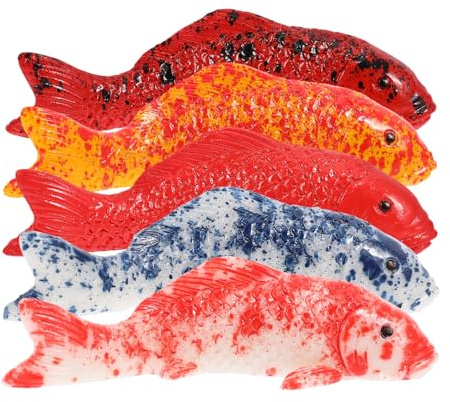 Kunstharz Fisch 5 Stück-Pack, Handbemalt Weihnachten Mottoparty | Vivid Realistische Optik, Kunststoff und Kunstharz, für Terrarium und Schreibtischdeko, Low Maintenance