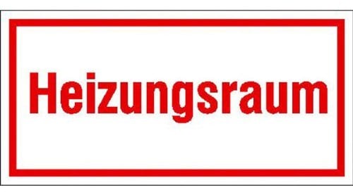 Indigos UG Aufkleber Heizungsraum - 20x10 cm - selbstklebender Sicherheits Aufkleber für Tür oder Wand - Warnschild für Gebäude, Hotel, Büro, Firma, Haus, Praxis