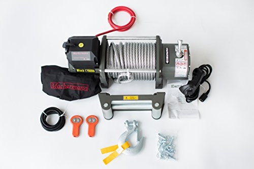 Machermann 24Volt,elektrische Seilwinde,17000 lb,7727 kg .Winde,2 x Funkfernbedienung