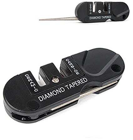 Outdoor Camping 3-in-1 Knife Sharpener Knife Sharpening Stone Sharpener Knife Sharpener, Pocket with Key Chain, Key Ring, Dubens Around