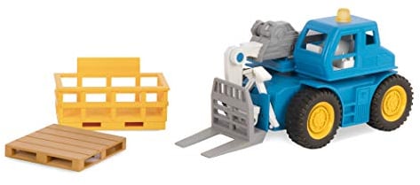 DRIVEN - Micro Telehandler - Toy Crane Truck with Crate, Basket, Light, and Sound - Trucks and Construction Toys for Kids Aged 3 and Up, Brown/a